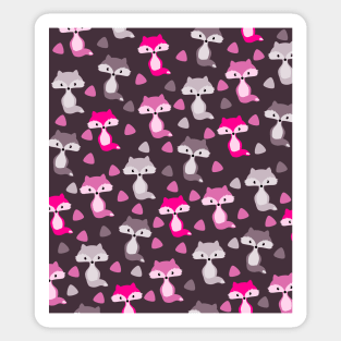 Cute foxes in pink and grey Sticker